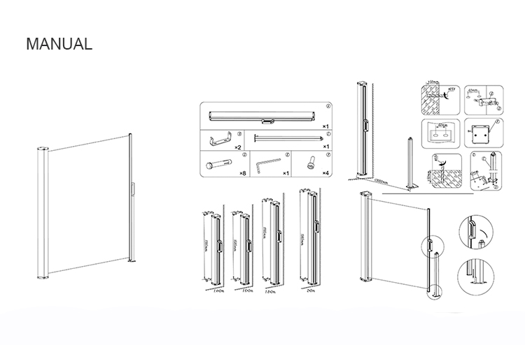 Retractable Outdoor Balcony Patio Garden Side Shades Sun Wind Protection Break Screen